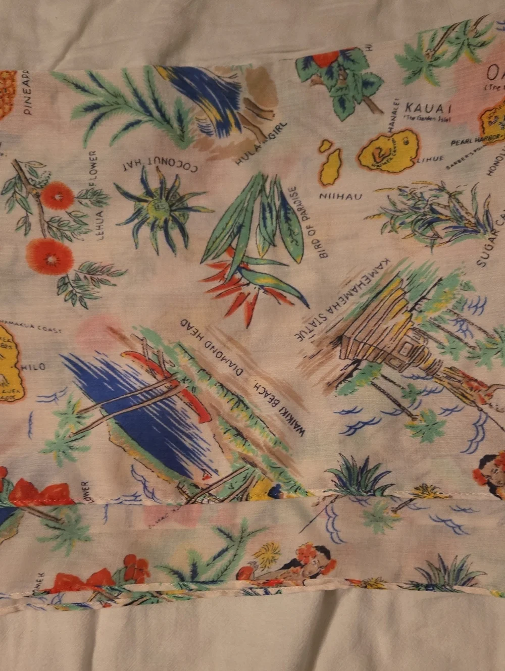 J. Crew Large White Tropical Hawaiian Print Pashmina Style Scarf